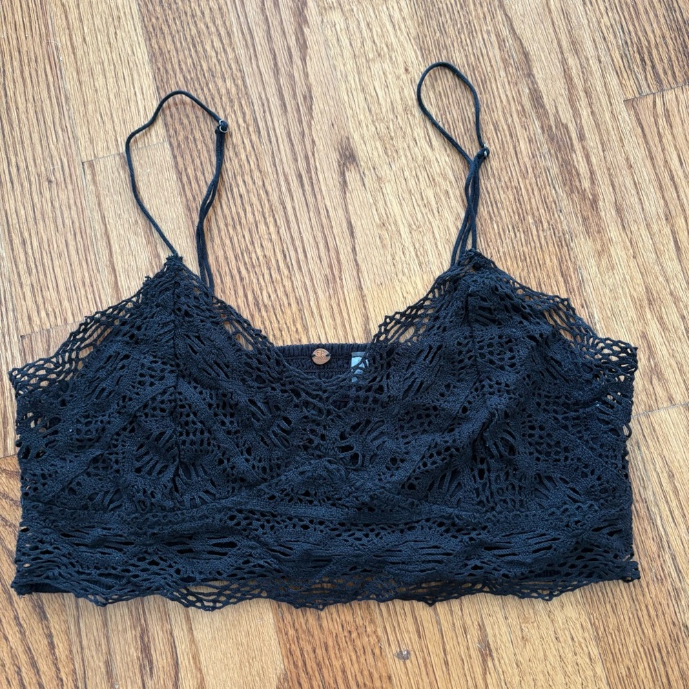 Free People Black Lace Fitted Camisole